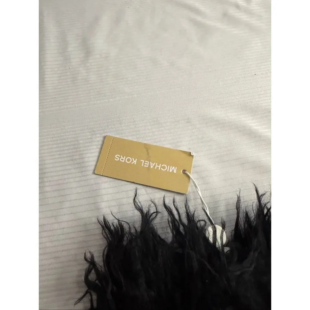 NWT Michael Kors Black Leather Mohair Gloves Size Small New